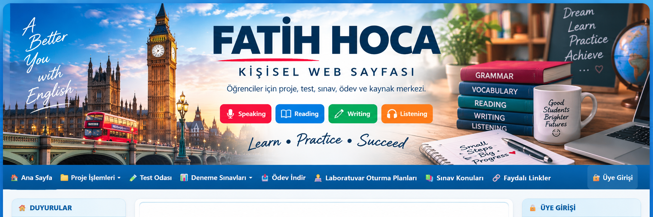 Fatih Hoca İngilizce eğitim sayfası